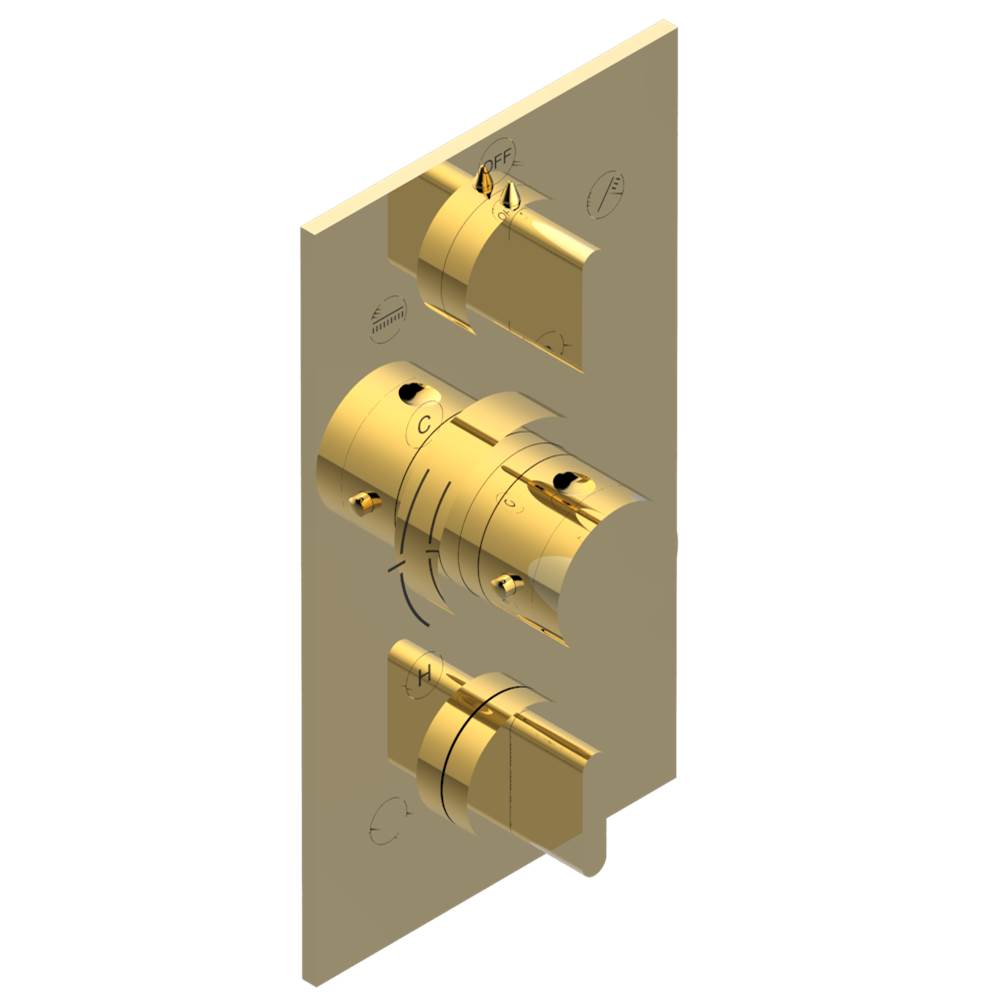 THG - Trim for THG thermostat 3 functions , with one off function and 2 outlets - rough part supplied with fixing box ref. .5 540AE/US - Gold Polished