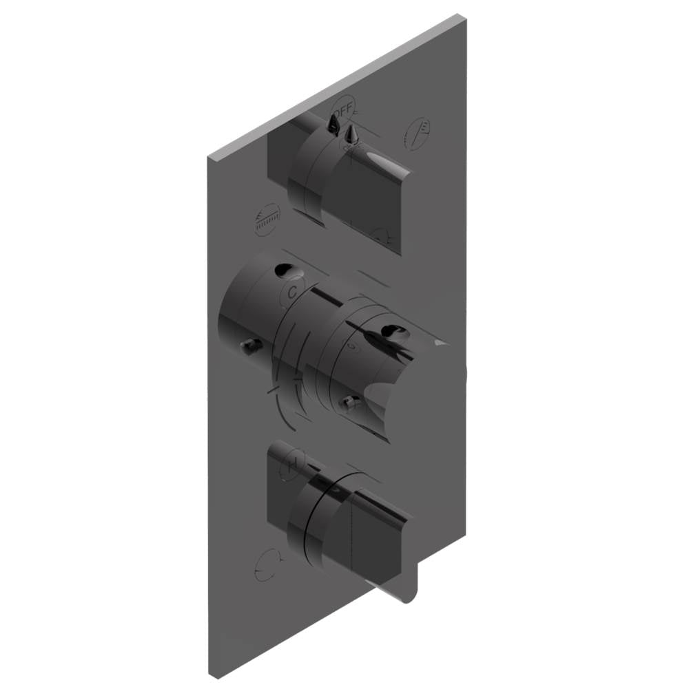 THG - Trim for THG thermostat 3 functions , with one off function and 2 outlets - rough part supplied with fixing box ref. .5 540AE/US - Matt Graphite PVD