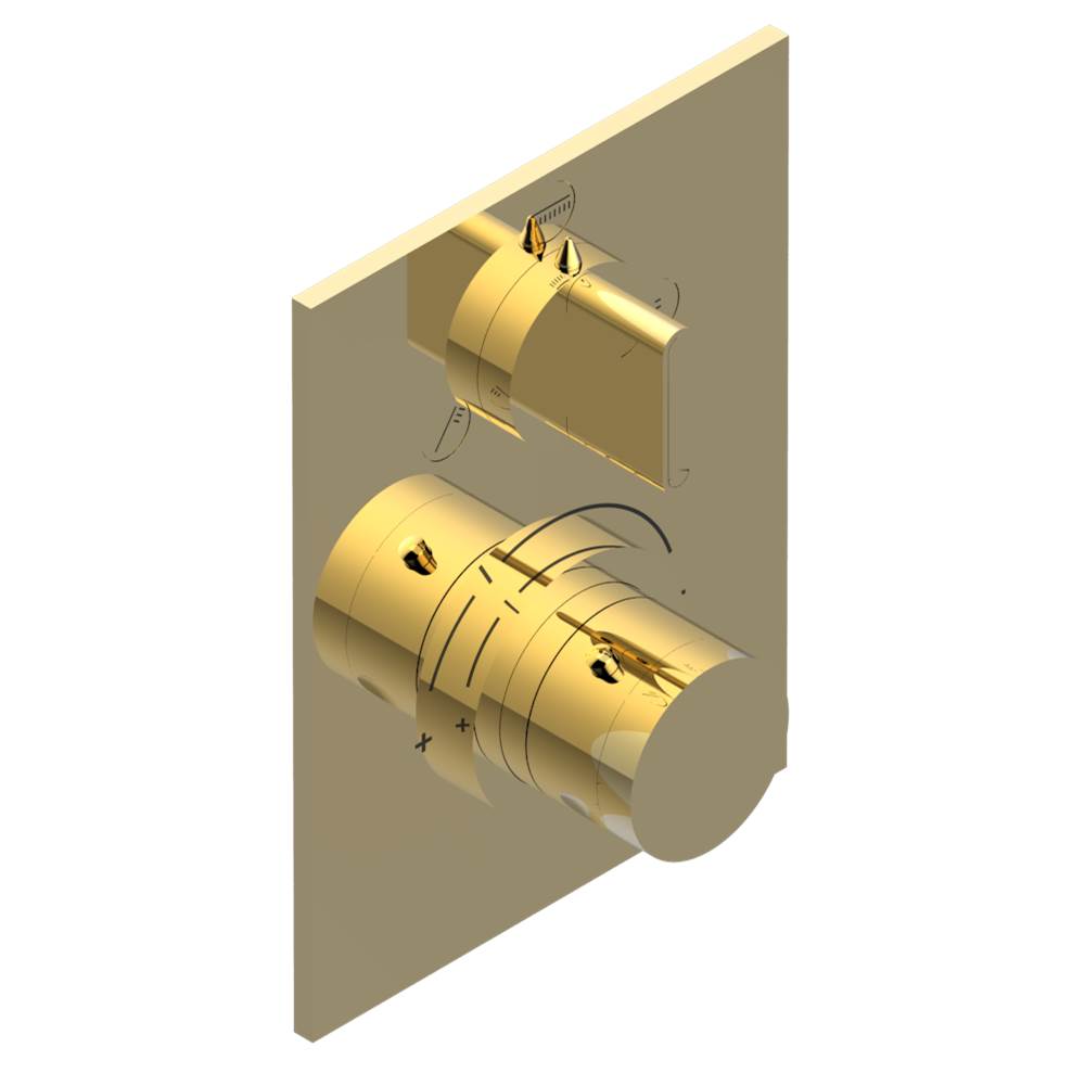 THG - Trim for THG thermostat with stop valve and 3-way diverter, rough part supplied with fixing box ref.5 600AE/US - Gold Polished