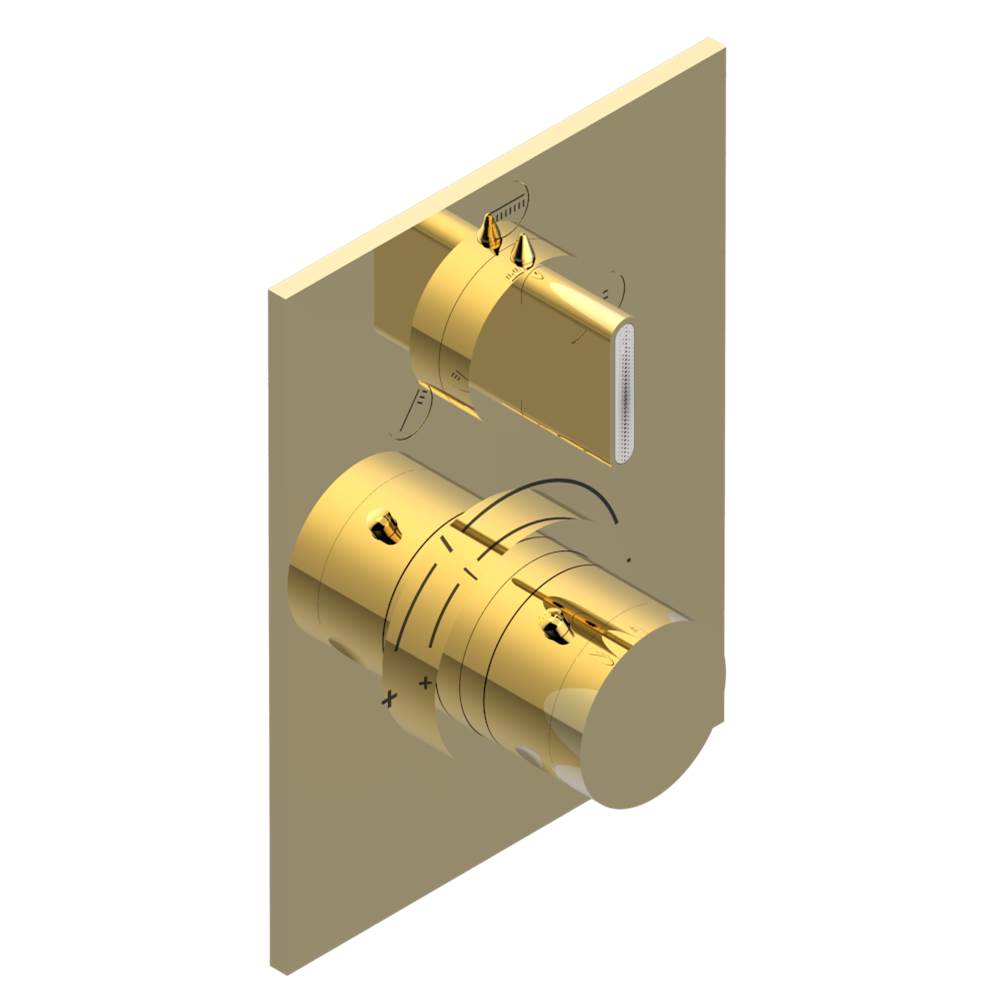 THG - Trim for THG thermostat with stop valve and 3-way diverter, rough part supplied with fixing box ref.5 600AE/US - Gold Polished
