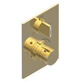 THG - Trim for THG thermostat with stop valve and 3-way diverter, rough part supplied with fixing box ref.5 600AE/US - Gold Color PVD