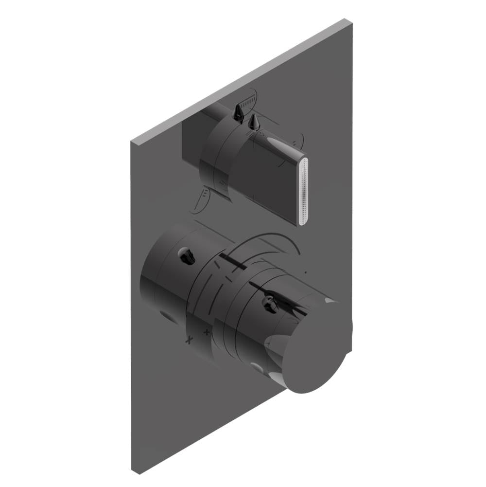 THG - Trim for THG thermostat with stop valve and 3-way diverter, rough part supplied with fixing box ref.5 600AE/US - Matt Graphite PVD