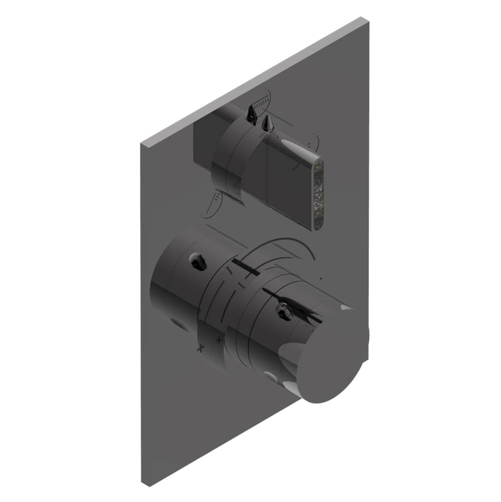 THG - Trim for THG thermostat with stop valve and 3-way diverter, rough part supplied with fixing box ref.5 600AE/US - Matt Graphite PVD