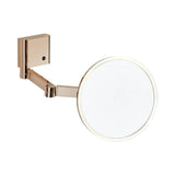 THG - Wall mounted Round Magnifying mirror (x5), double arm, Classe 1, LED illuminated with continuously adjustable light color 2700 - 5600 K - Umber PVD