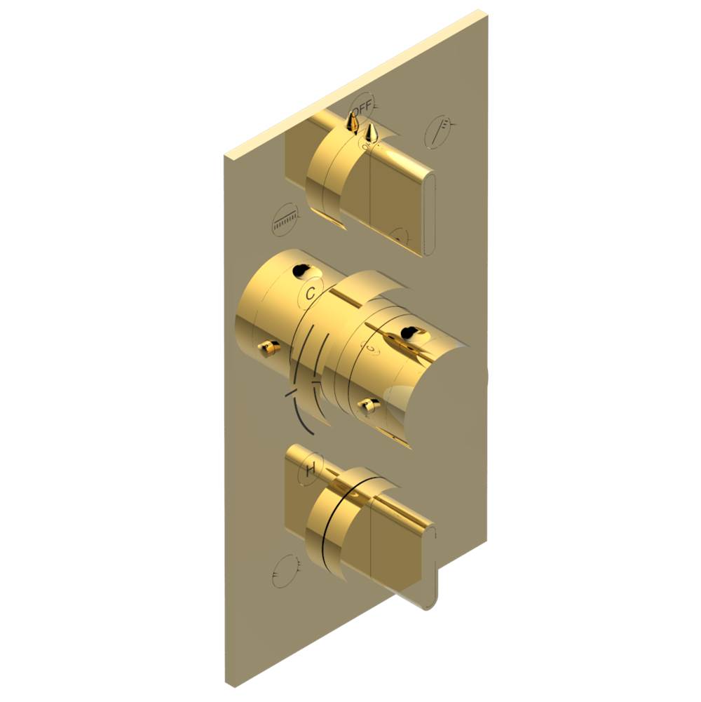 THG - Trim for THG thermostat 3 functions , with one off function and 2 outlets - rough part supplied with fixing box ref. .5 540AE/US - Gold Polished