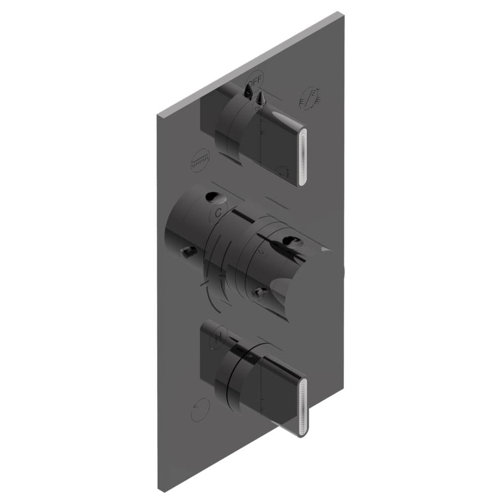 THG - Trim for THG thermostat 3 functions , with one off function and 2 outlets - rough part supplied with fixing box ref. .5 540AE/US - Matt Graphite PVD