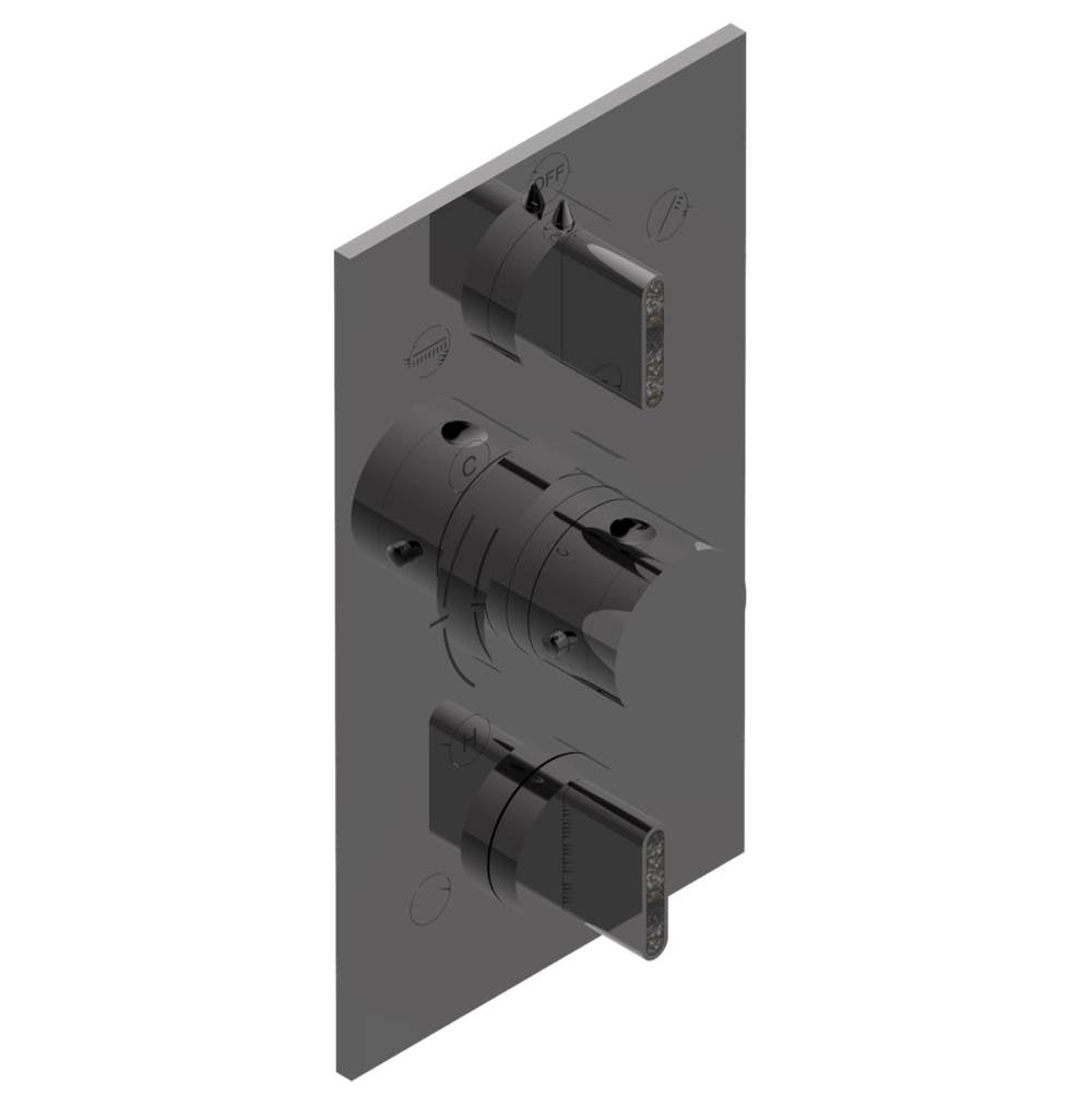 THG - Trim for THG thermostat 3 functions , with one off function and 2 outlets - rough part supplied with fixing box ref. .5 540AE/US - Matt Graphite PVD