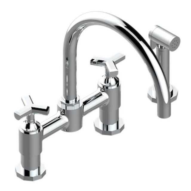 THG - Two Hole Bridge Kitchen Faucet With Side Spray - Matt Umber PVD