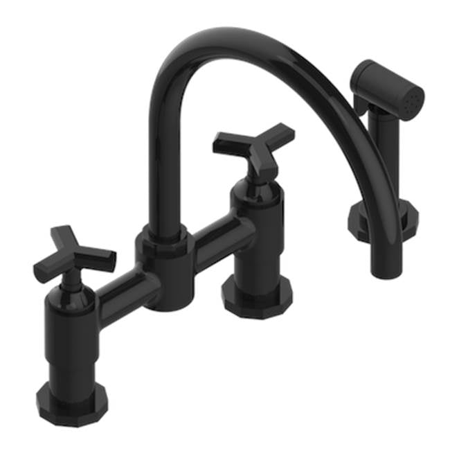 THG - Two Hole Bridge Kitchen Faucet With Side Spray - Brown Bronze Color PVD