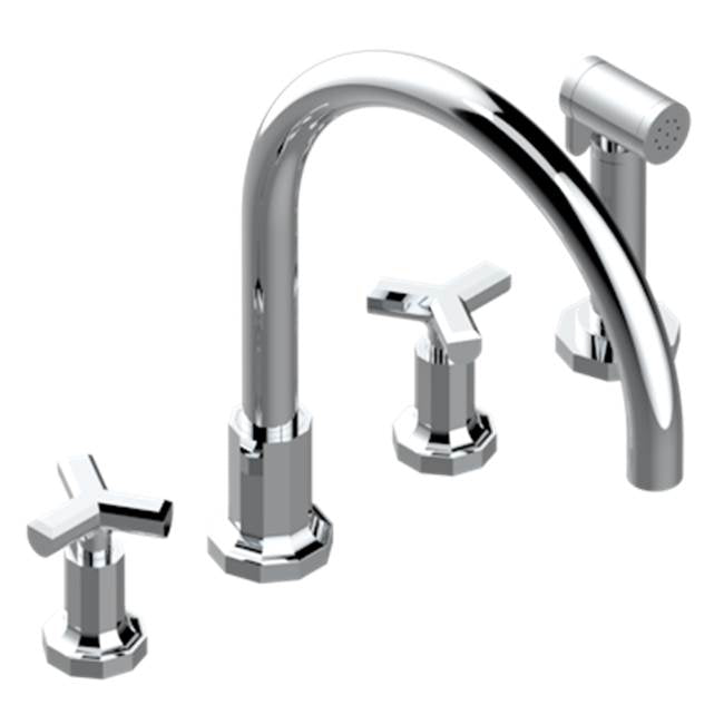 THG - Three Hole Kitchen Faucet With Side Spray - Matt Umber PVD