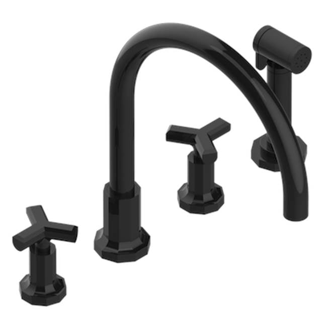 THG - Three Hole Kitchen Faucet With Side Spray - Brown Bronze Color PVD
