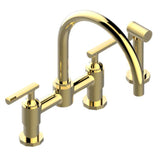 THG - Two Hole Bridge Kitchen Faucet With Side Spray - Gold Polished