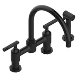 THG - Two Hole Bridge Kitchen Faucet With Side Spray - Brown Bronze Color PVD