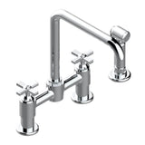 THG - Two Hole Bridge Kitchen Faucet With Side Spray - Matt Umber PVD