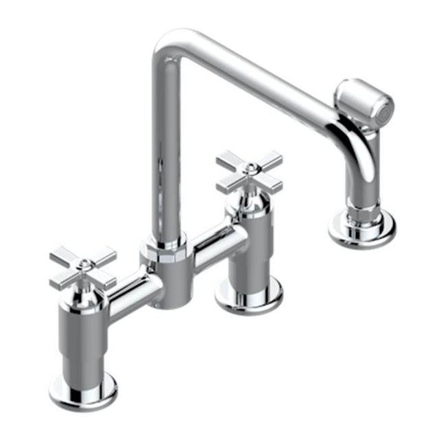 THG - Two Hole Bridge Kitchen Faucet With Side Spray - Matt Umber PVD