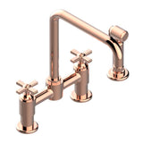 THG - Two Hole Bridge Kitchen Faucet With Side Spray - Blush PVD