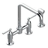 THG - Two Hole Bridge Kitchen Faucet With Side Spray - Matt Umber PVD