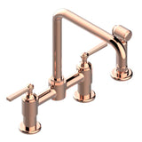 THG - Two Hole Bridge Kitchen Faucet With Side Spray - Blush PVD