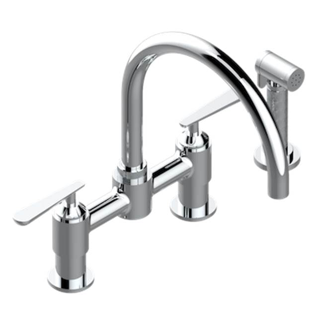 THG - Two Hole Bridge Kitchen Faucet With Side Spray - Matt Umber PVD