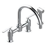 THG - Two Hole Bridge Kitchen Faucet With Side Spray - Matt Umber PVD