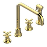 THG - Three Hole Kitchen Faucet With Side Spray - Gold Polished