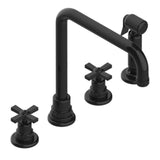 THG - Three Hole Kitchen Faucet With Side Spray - Brown Bronze Color PVD
