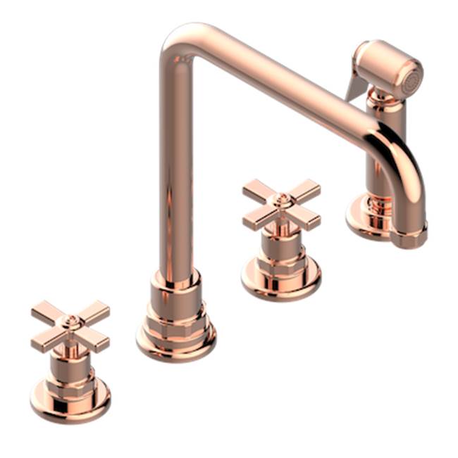 THG - Three Hole Kitchen Faucet With Side Spray - Blush PVD