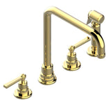 THG - Three Hole Kitchen Faucet With Side Spray - Gold Polished