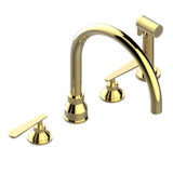 THG - Three Hole Kitchen Faucet With Side Spray - Gold Polished