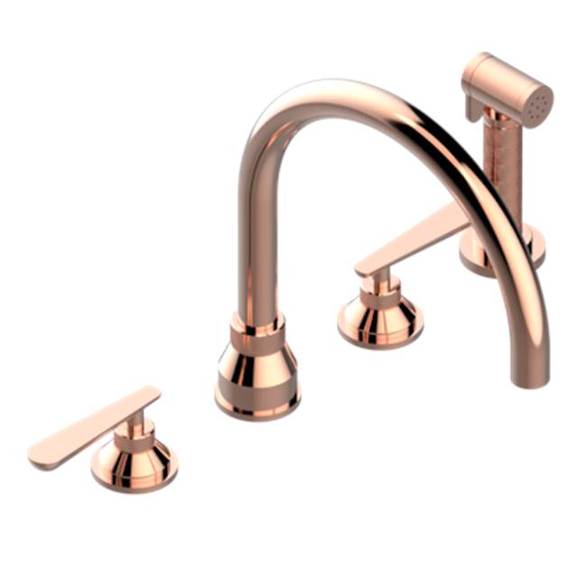 THG - Three Hole Kitchen Faucet With Side Spray - Blush PVD