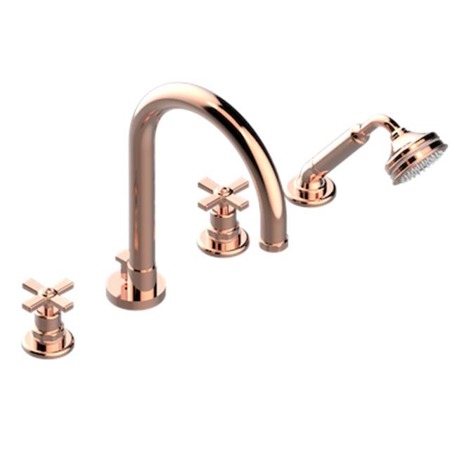 THG - Roman Tub Set With Diverter Spout And Handshower, 3/4'' Valves - Blush PVD