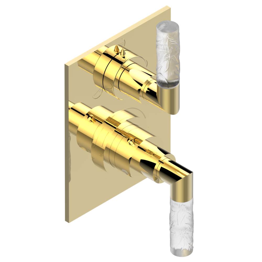 THG - Trim for thermostatic mixer with stop valve and 3 way diverter, rough part supplied with fixing box ref.5 600AE/US - Gold Polished