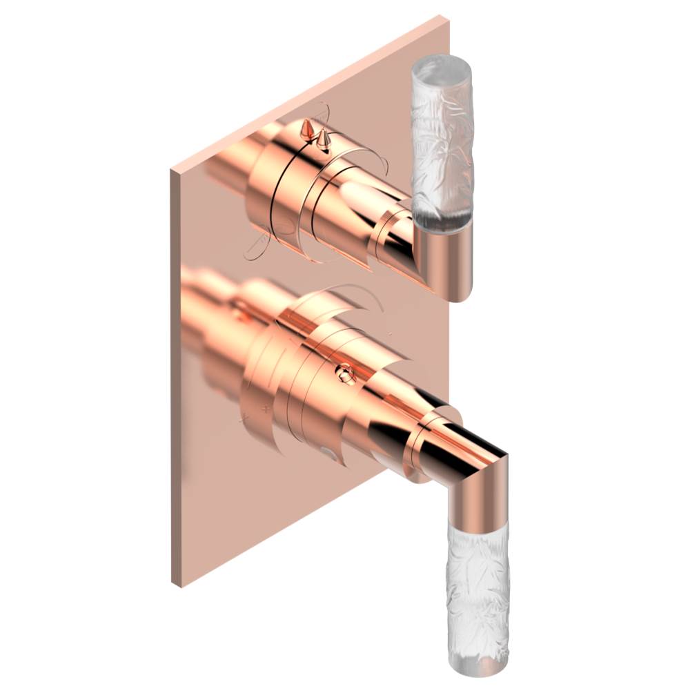 THG - Trim for thermostatic mixer with stop valve and 3 way diverter, rough part supplied with fixing box ref.5 600AE/US - Brass Color PVD