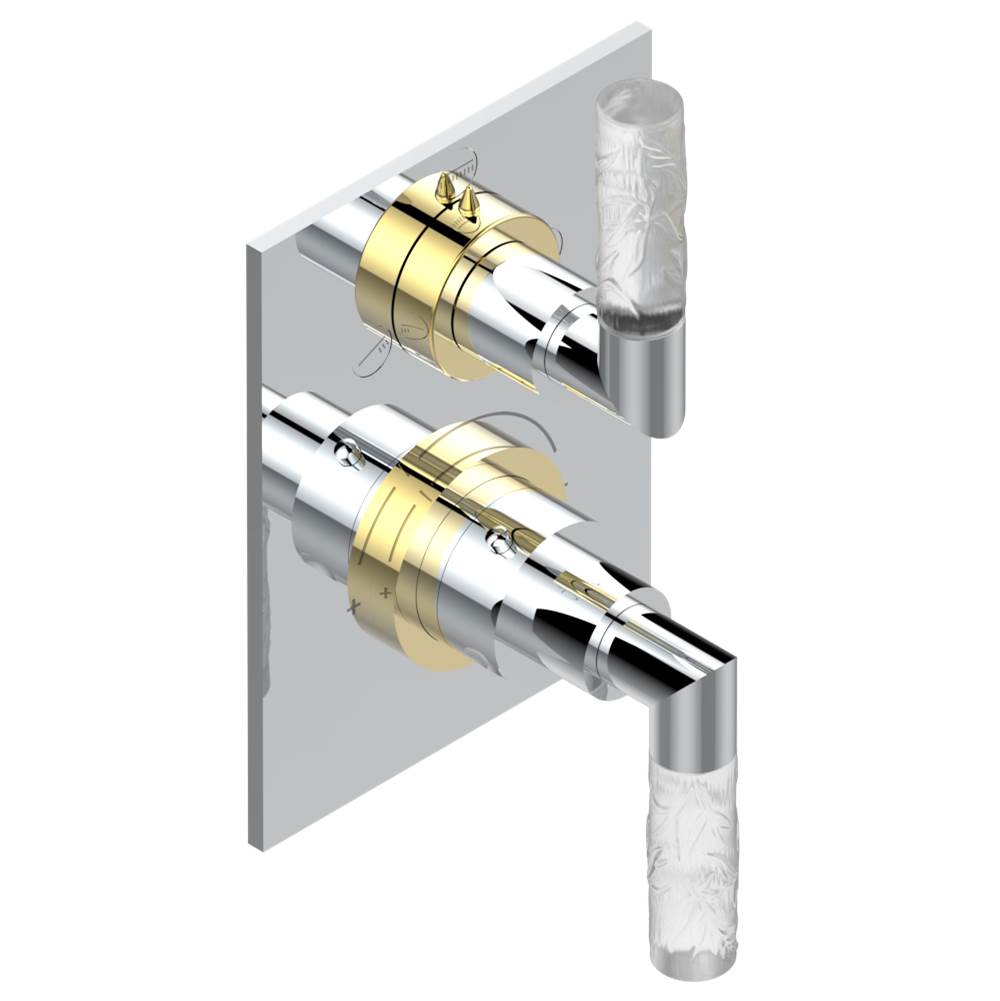 THG - Trim for thermostatic mixer with stop valve and 3 way diverter, rough part supplied with fixing box ref.5 600AE/US - Gold Color PVD
