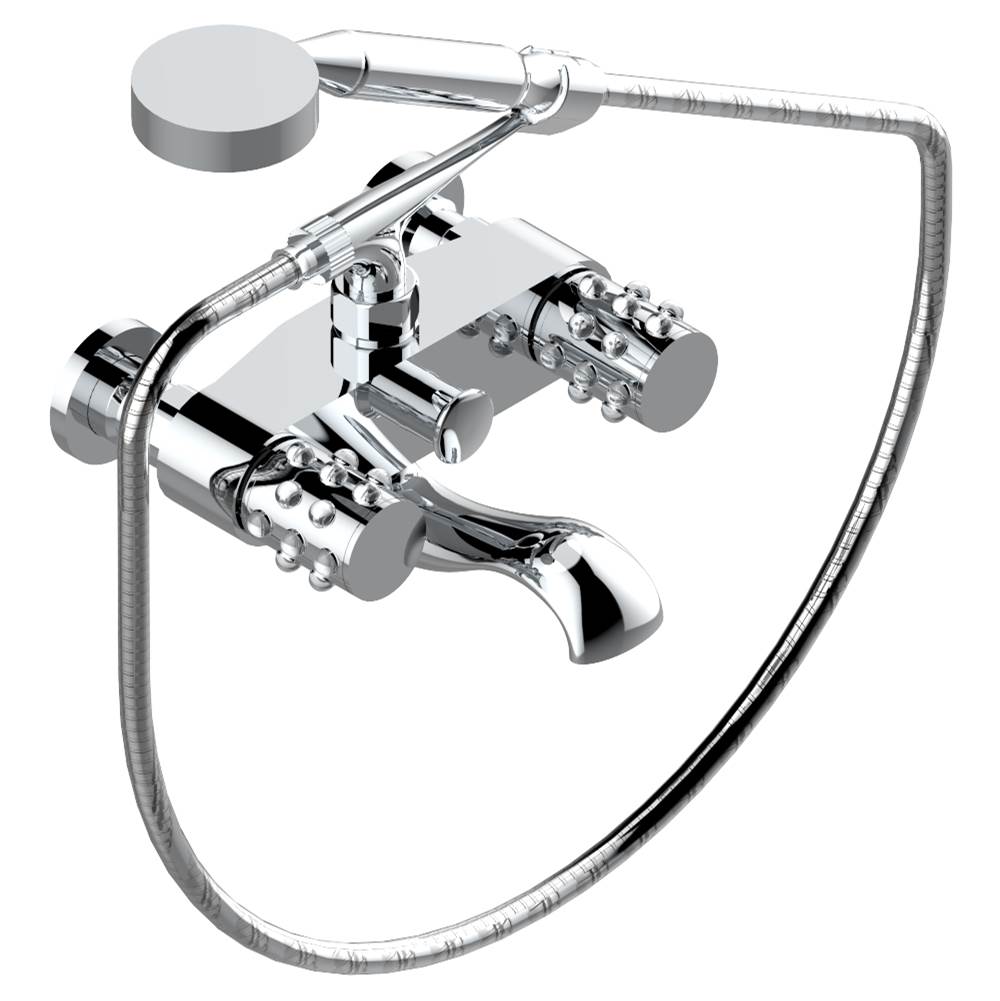 THG - Exposed tub filler with cradle handshower, wall mounted - Matt Umber PVD