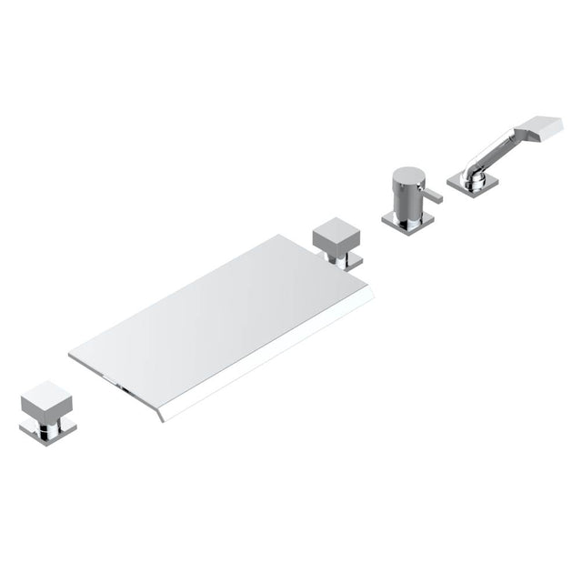 THG - DECK MOUNTED 2 VALVES ROMAN TUB SET WITH HANDSPRAY AND MIXING VALVE - Matt Umber PVD