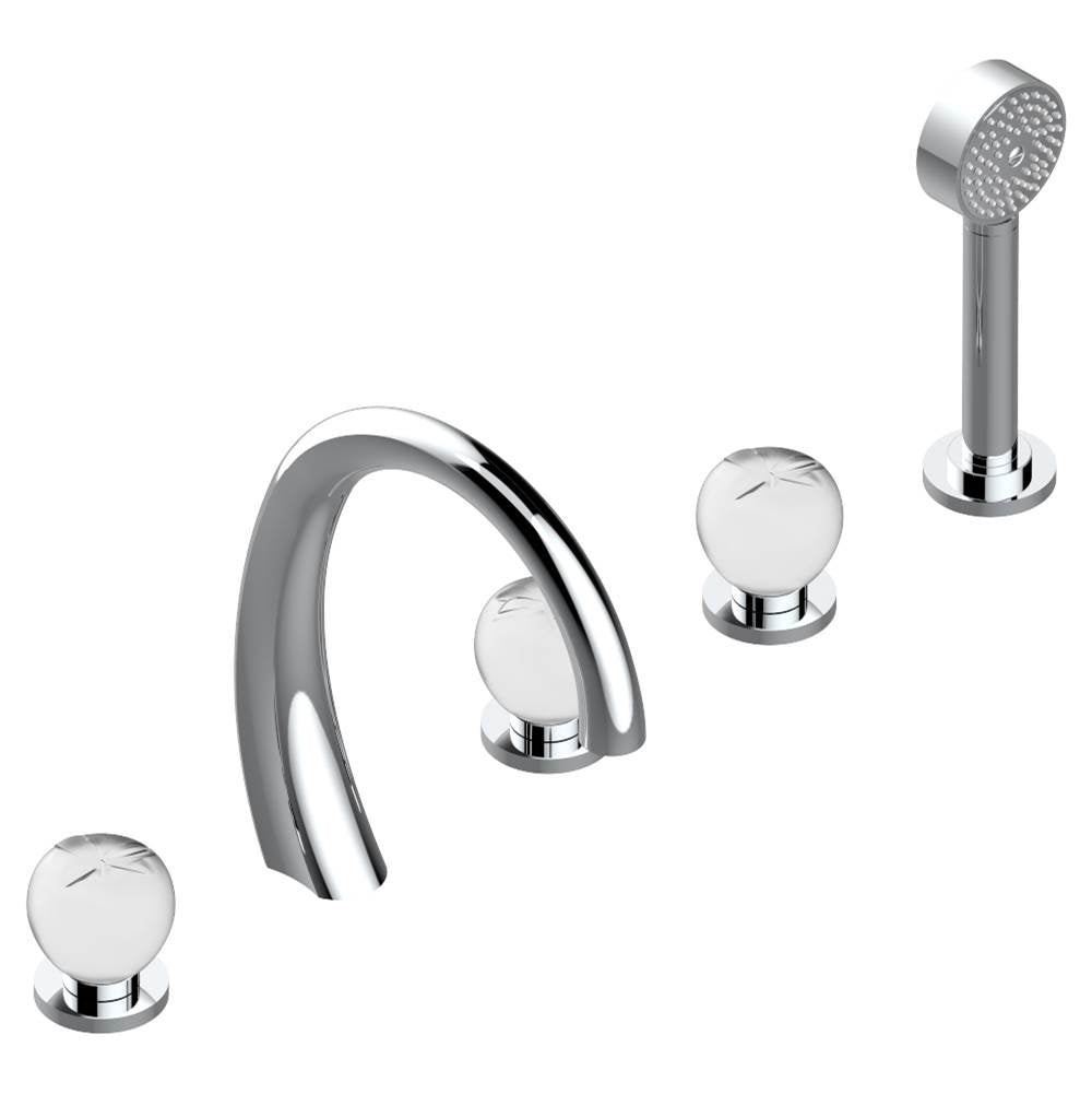 THG - Roman tub set with 2 x 3/4'' valves and rim mounted ceramic mixer with progressive cartridge and handshower - Matt Umber PVD