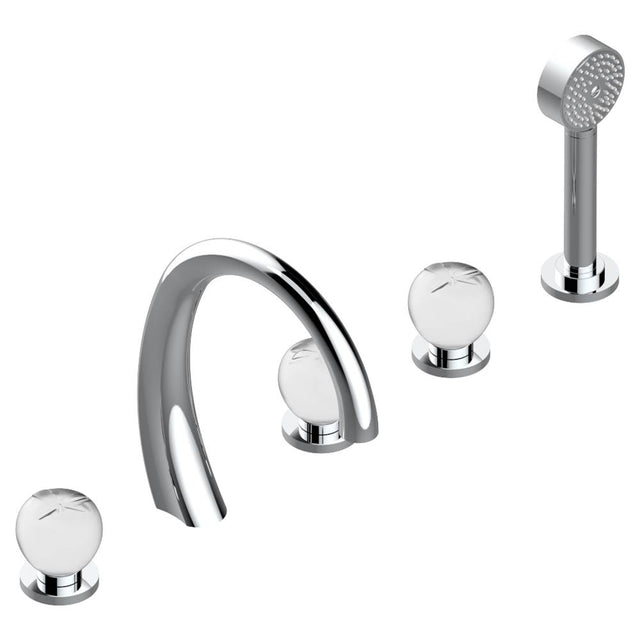 THG - Roman tub set with 2 x 3/4'' valves and rim mounted ceramic mixer with progressive cartridge and handshower - Matt Umber PVD