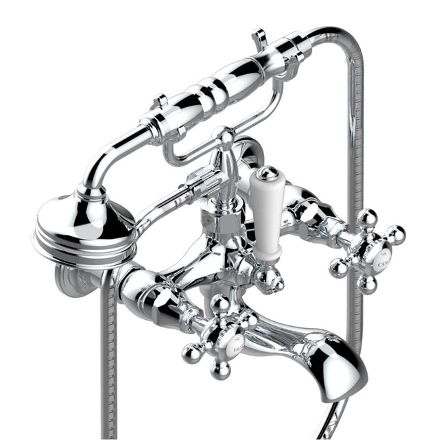 THG - Exposed tub filler with cradle handshower, wall mounted - Matt Umber PVD