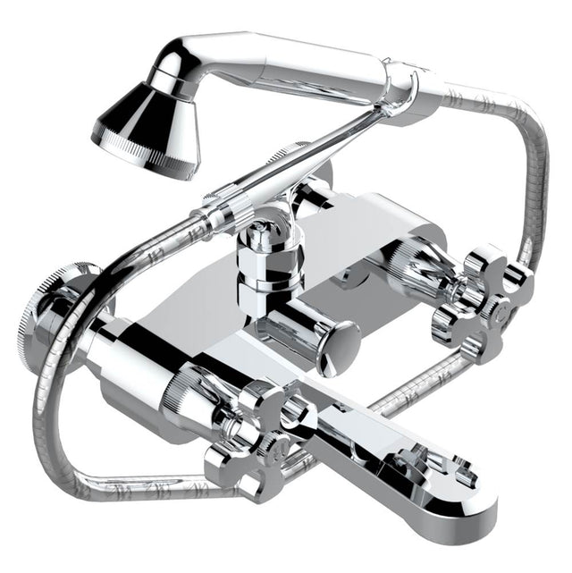 THG - Exposed tub filler with cradle handshower, wall mounted - Matt Umber PVD