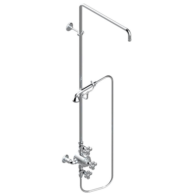 THG - Exposed thermostatic shower mixer 2 volume controls, column and handshower on cradle - 6'' centres (no showerhead) - Matt Umber PVD
