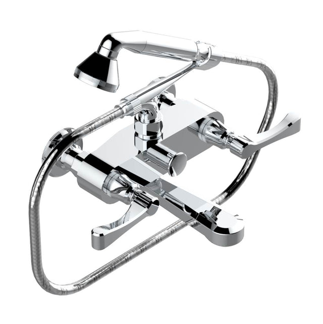 THG - Exposed tub filler with cradle handshower, wall mounted - Matt Umber PVD
