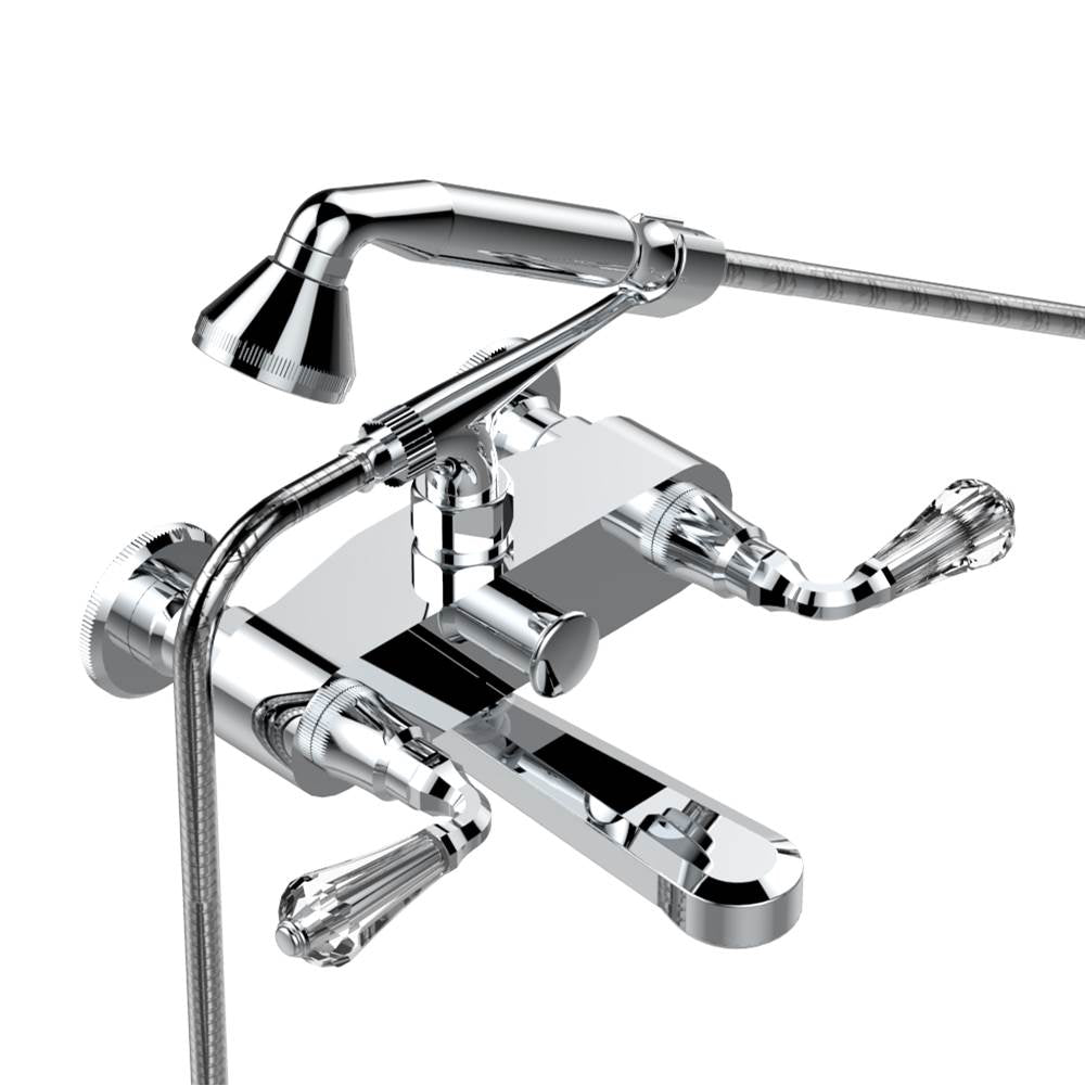 THG - Exposed tub filler with cradle handshower, wall mounted - Matt Umber PVD