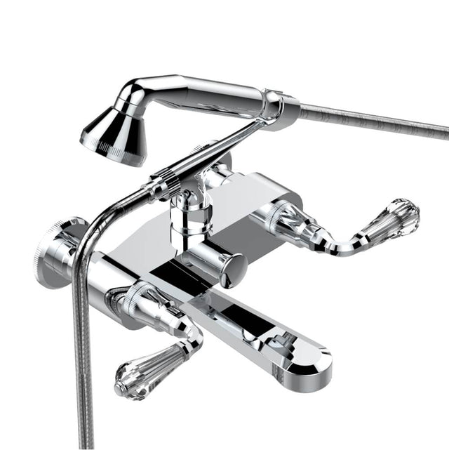 THG - Exposed tub filler with cradle handshower, wall mounted - Matt Umber PVD
