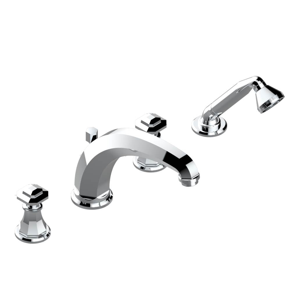 THG - Roman tub set with high divertor spout and handshower, 3/4'' valves - Matt Chrome