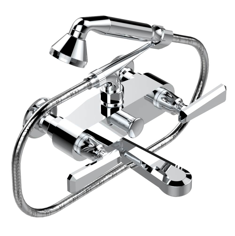 THG - Exposed tub filler with cradle handshower, wall mounted - Matt Umber PVD