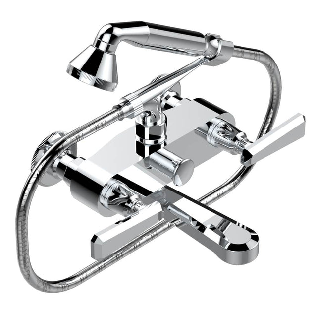 THG - Exposed tub filler with cradle handshower, wall mounted - Matt Umber PVD