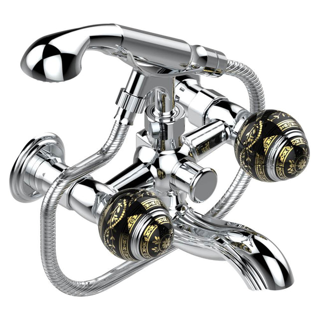 THG - Exposed tub filler with cradle handshower, wall mounted - Matt Umber PVD