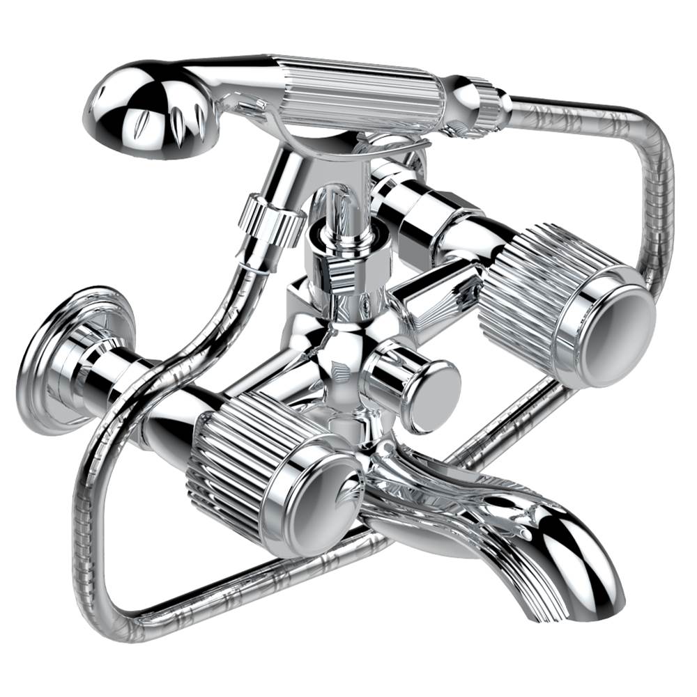 THG - Exposed tub filler with cradle handshower, wall mounted - Matt Umber PVD