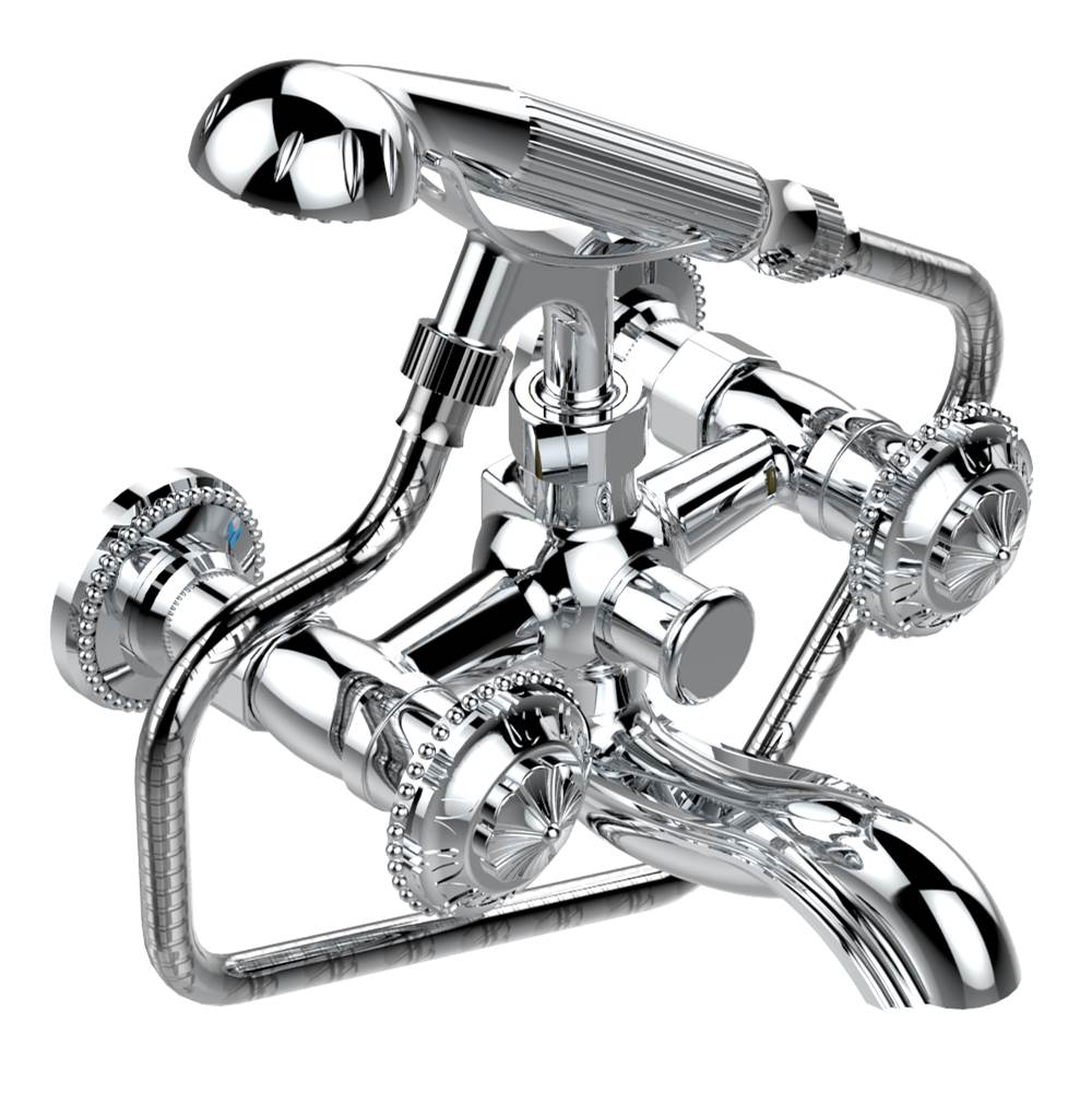THG - Exposed tub filler with cradle handshower, wall mounted - Matt Umber PVD
